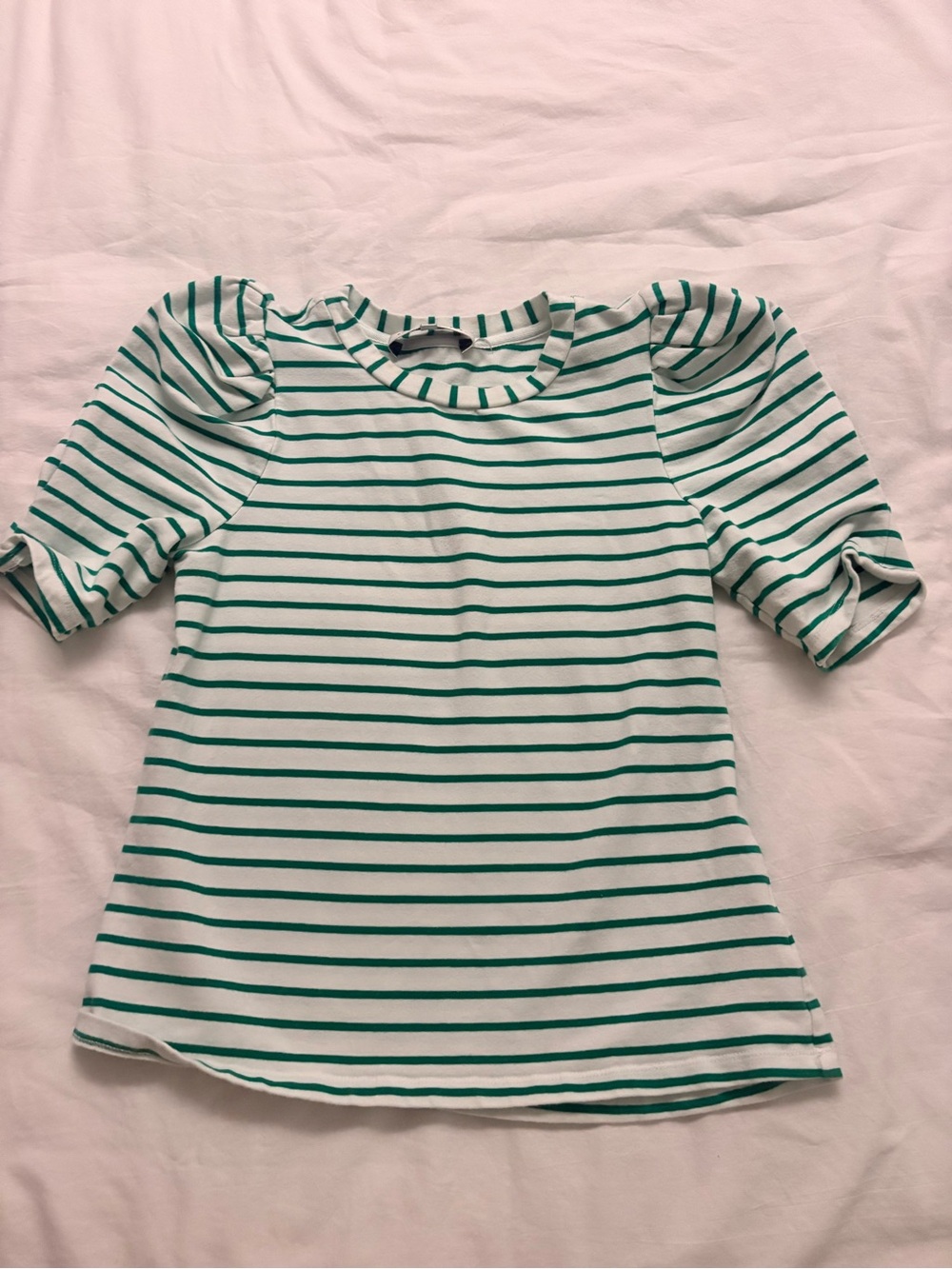 English Factory White Top with Green Stripes